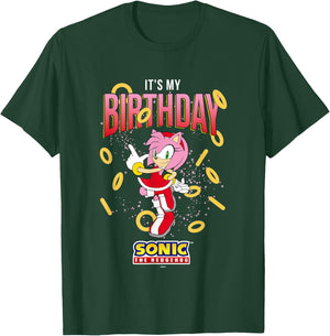 Sonic The Hedgehog Birthday It's My Birthday Amy Rose Rings T-Shirt - T-Shirt | Forest