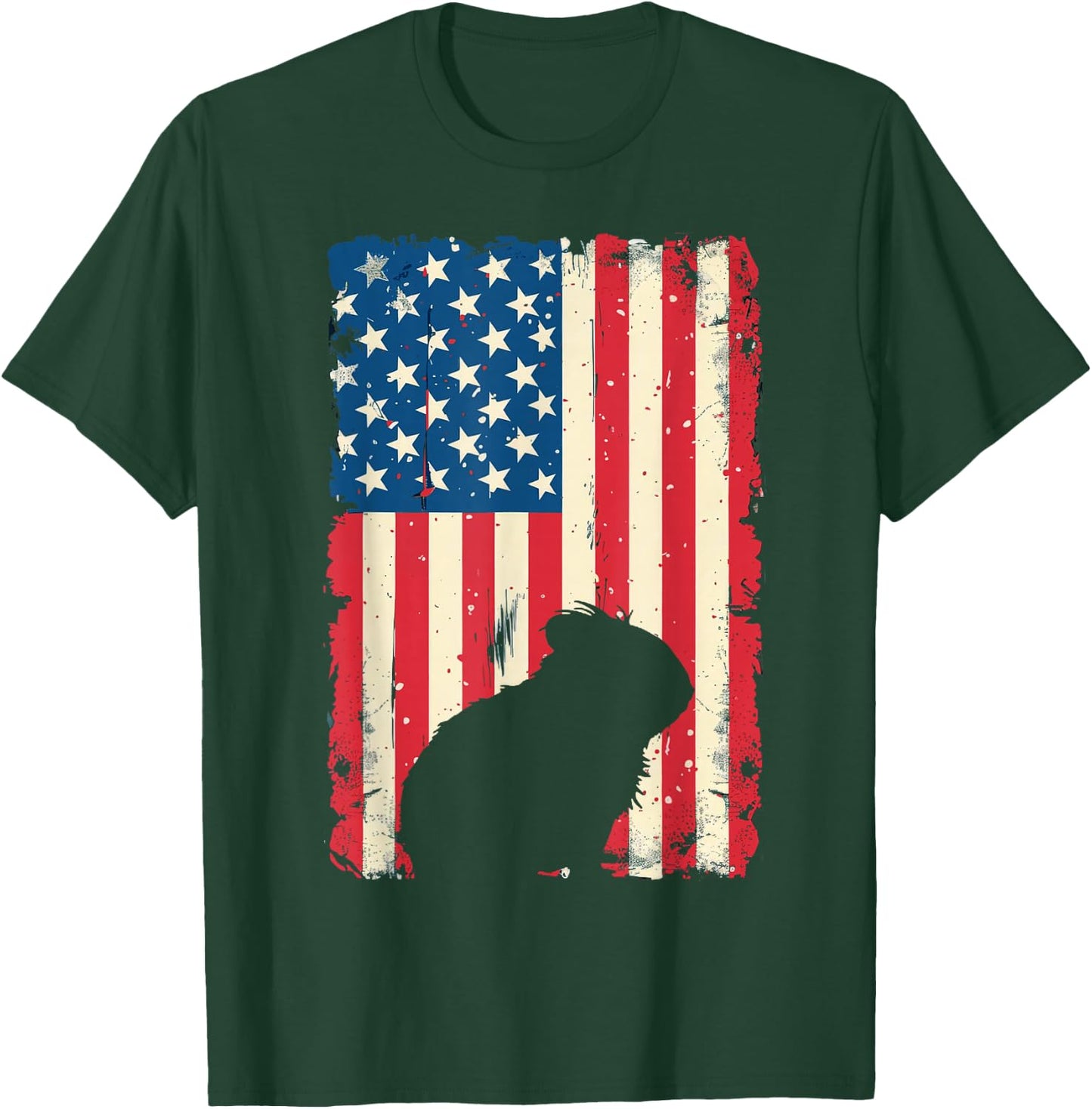 Patriotic Guinea Pig Animal 4th of July US American Flag Women Kids Men T-Shirt - T-Shirt | Forest