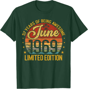 Retro June 1969 Limited Edition 57-Year-Old 57th Birthday T-Shirt - T-Shirt | Forest