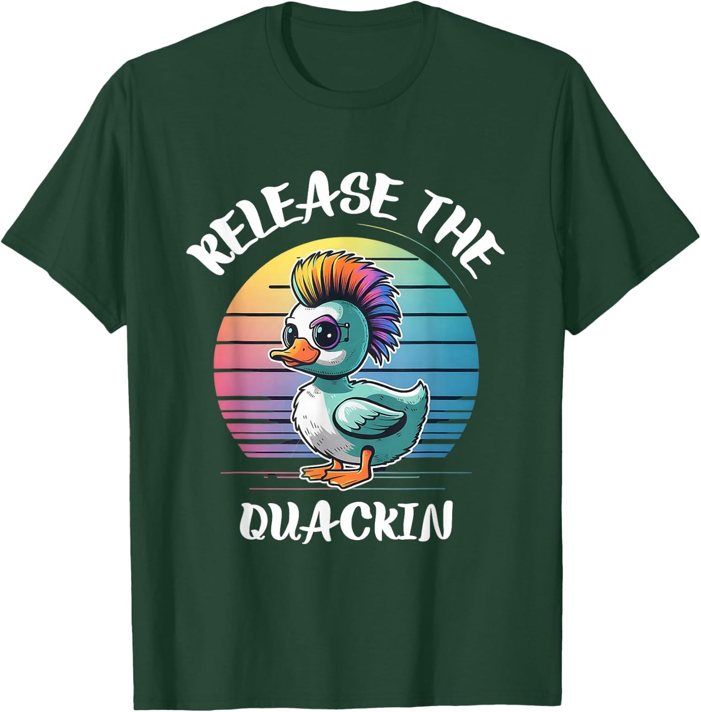 Funny Duck Shirts Release The Quackin -Adults Black Cotton 60% Polyester 40% Modern Lightweight Short-sleeve T-Shirt - T-Shirt | Forest