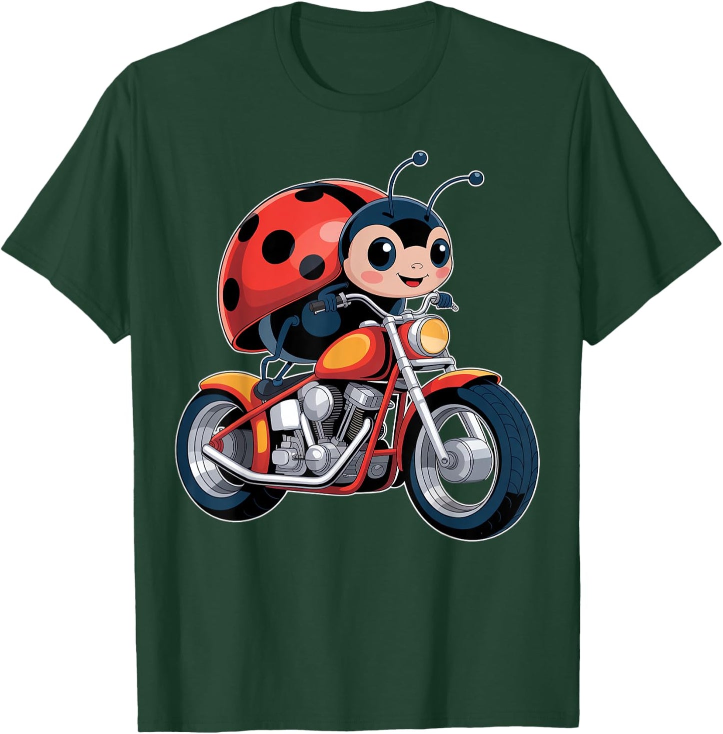 Cute Ladybug on a Motorcycle T-Shirt - T-Shirt | Forest