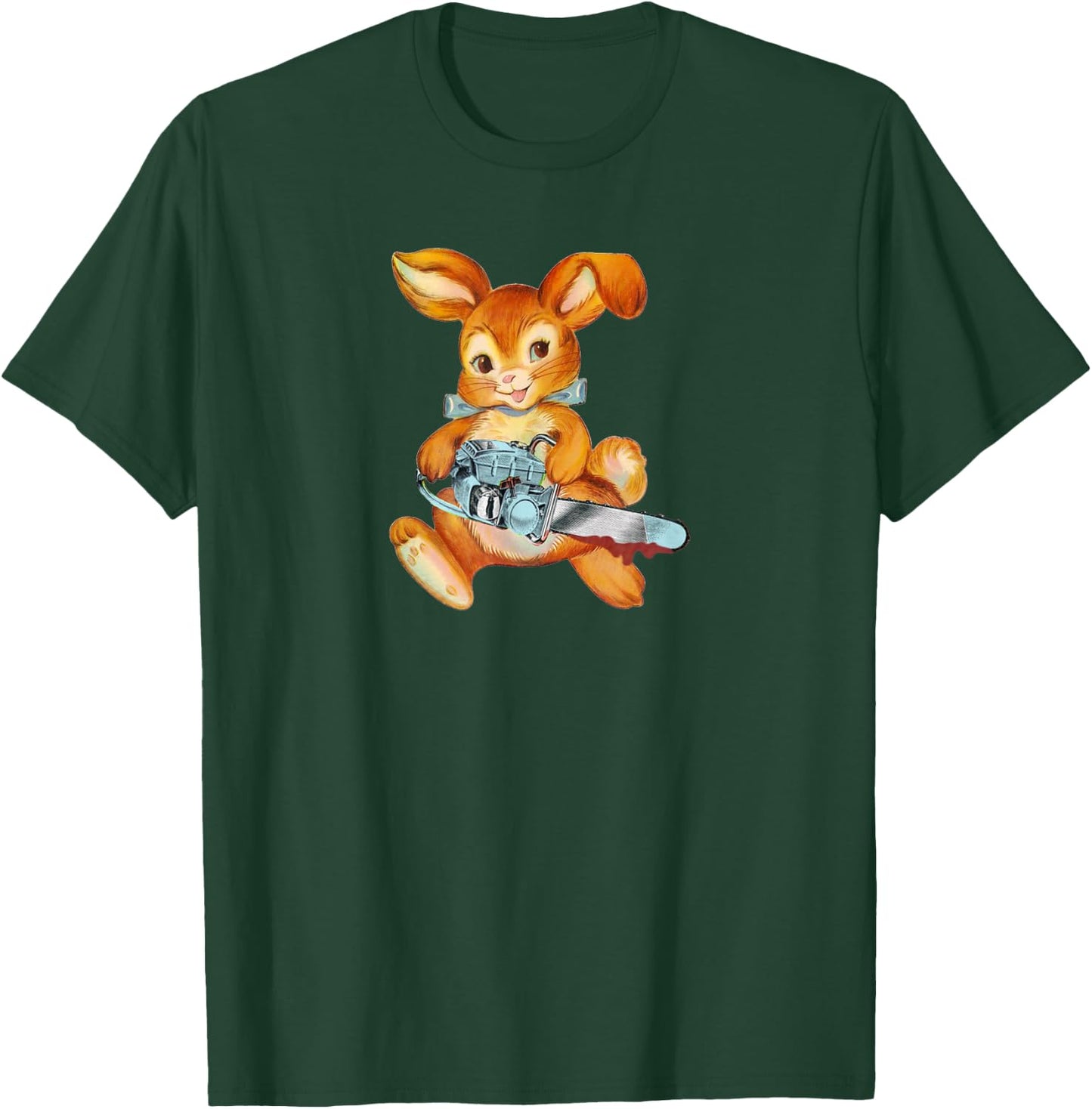 Chainsaw Bunny: Vintage-Inspired Dark Humor T-Shirt - T-Shirt | Forest