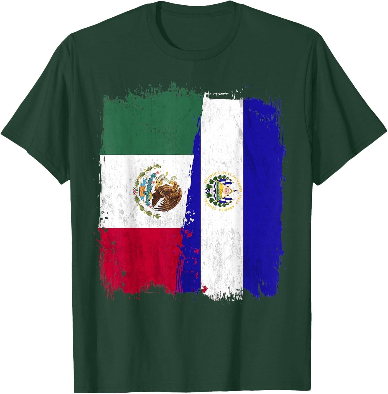 Mexican El Salvador Flag Half Mexican El Salvadoria Flag T-Shirt - T-Shirt | Forest