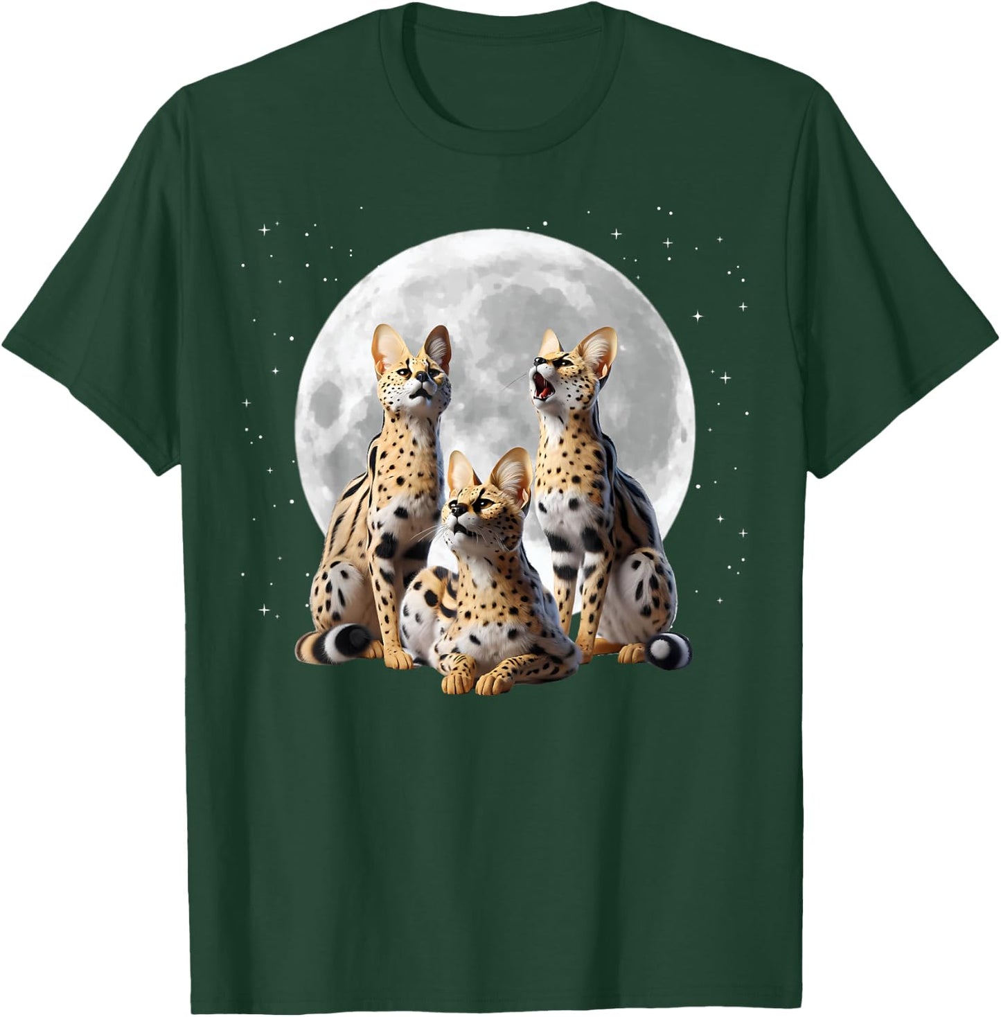 Serval Cats Howling At The Moon, Funny Serval T-Shirt - T-Shirt | Forest