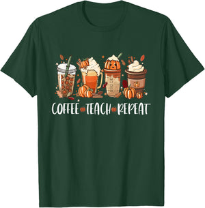 Coffee Teach Repeat Halloween Pumpkin Spice T-Shirt - T-Shirt | Forest