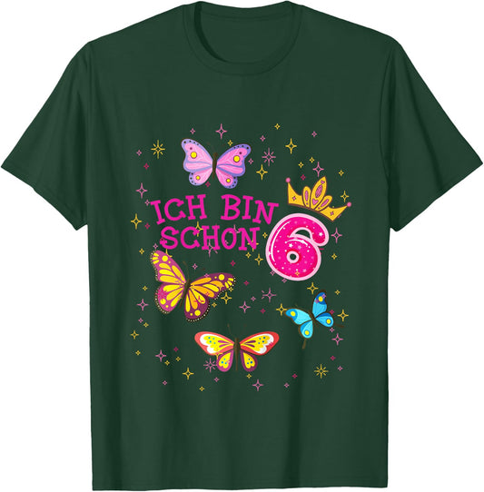 Children's with German Text "Ich bin schon 6 Girls", black T-Shirt - T-Shirt | Forest