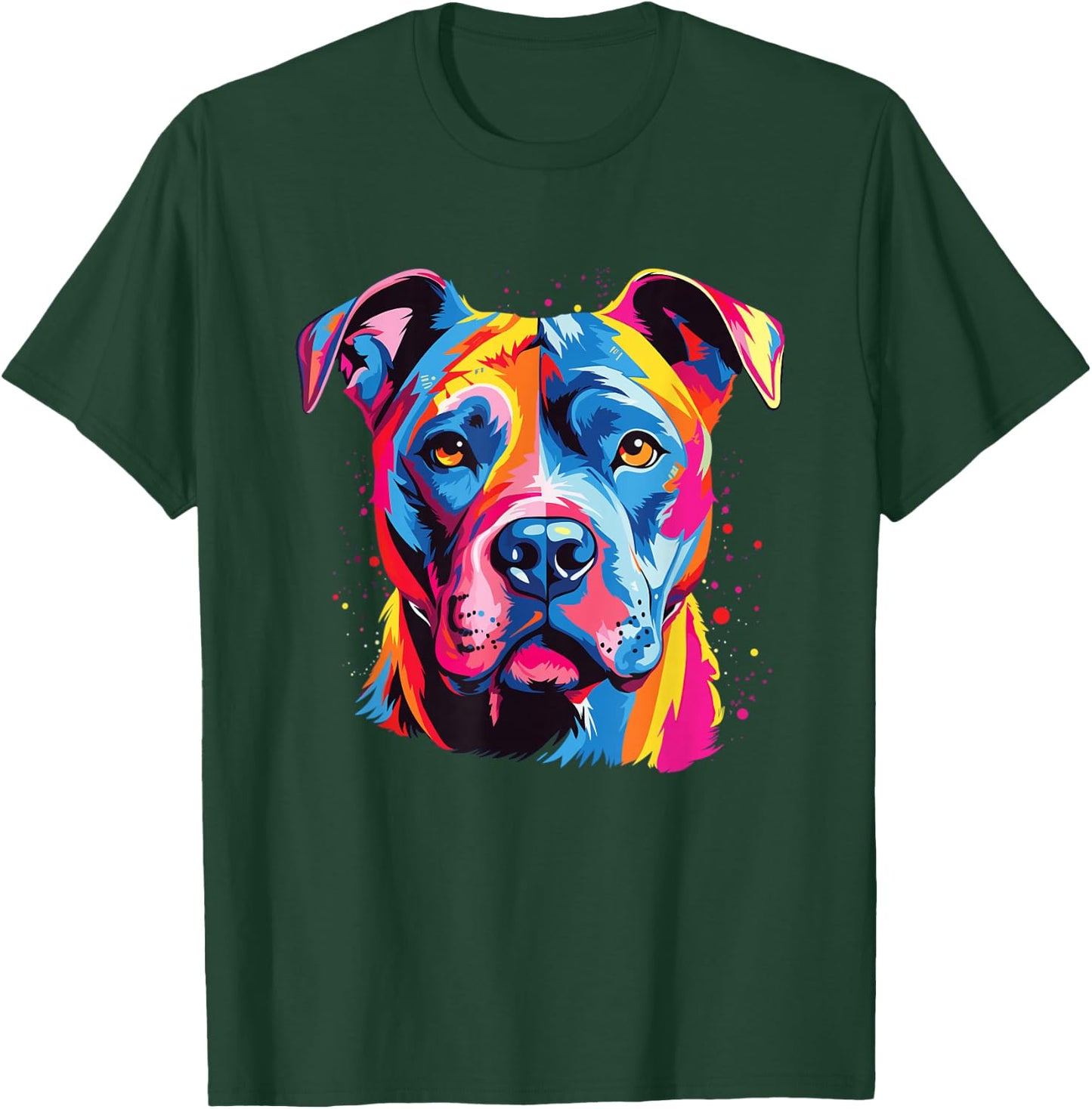 Watercolor Colorful American Pit Bull Terrier Dog T-Shirt - T-Shirt | Forest
