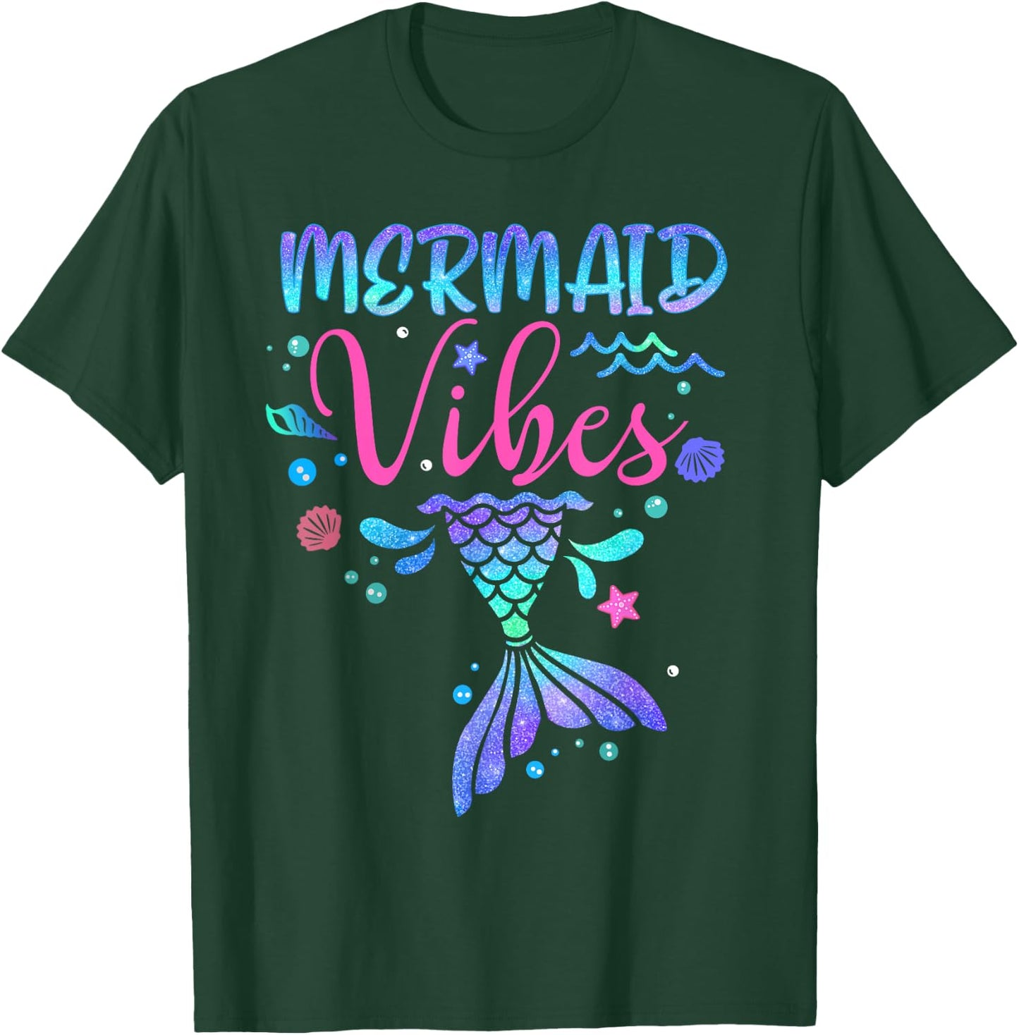 Mermaid Vibes Party Mermaid Tail Matching Family Squad T-Shirt - T-Shirt | Forest