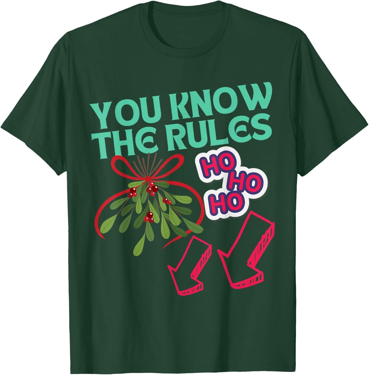 Funny Christmas Mistletoe Below The Belt Sexy Adult Humor T-Shirt - T-Shirt | Forest
