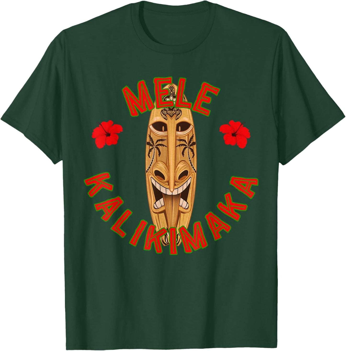 Funny Hawaiian Surf Board Merry Christmas Mele Kalikimaka T-Shirt - T-Shirt | Forest
