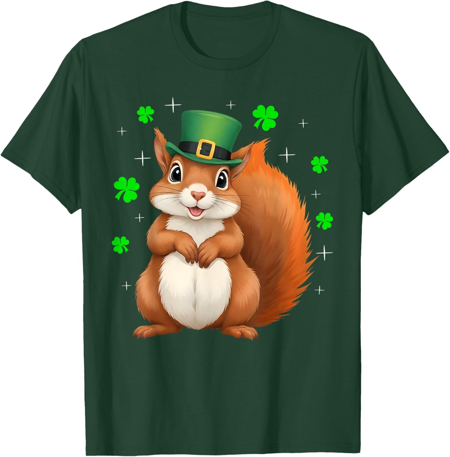 Irish Shamrock Leprechaun Hat Squirrel St Patrick's Day T-Shirt - T-Shirt | Forest
