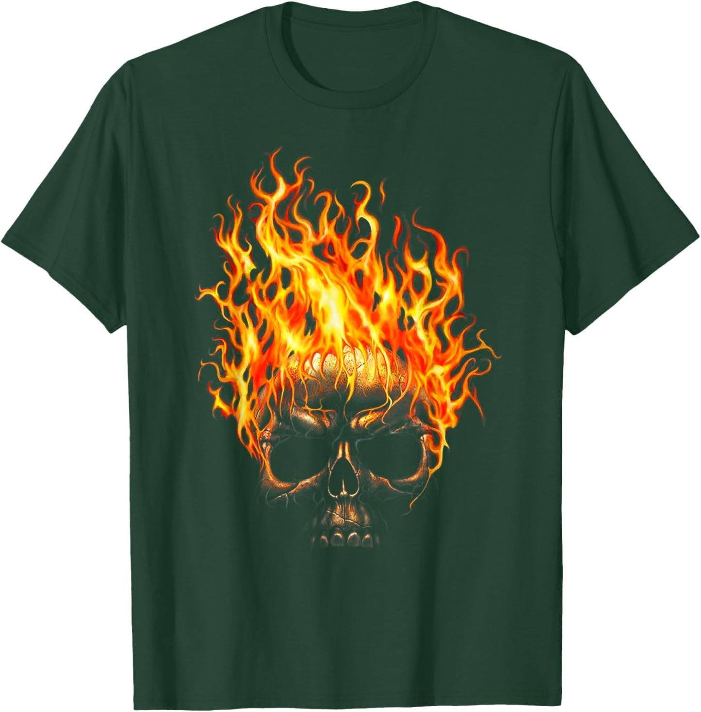 Flame Skull Head Halloween T Shirt Halloween Skeleton Shirt T-Shirt - T-Shirt | Forest
