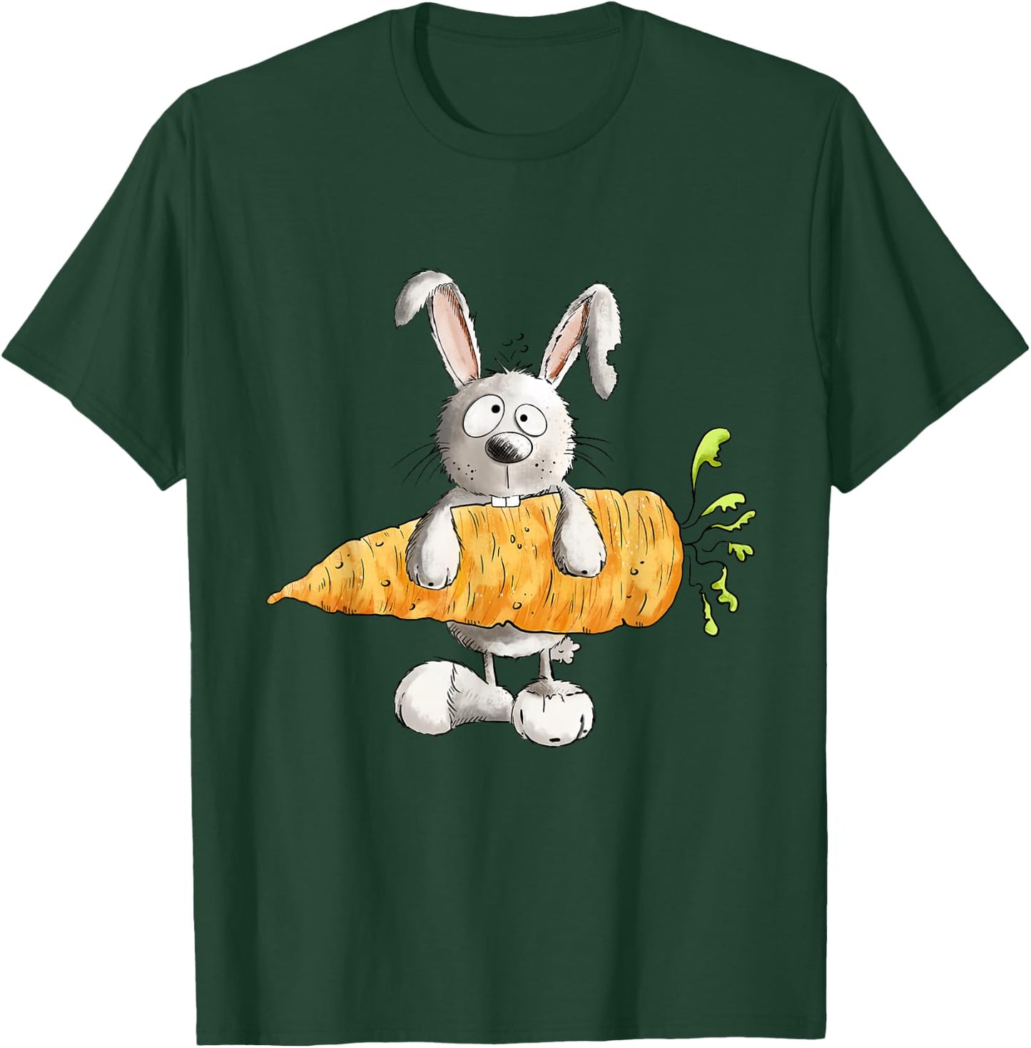 Rabbit Mit Carrot I Rabbit Motif Fun Bunny , black T-Shirt - T-Shirt | Forest
