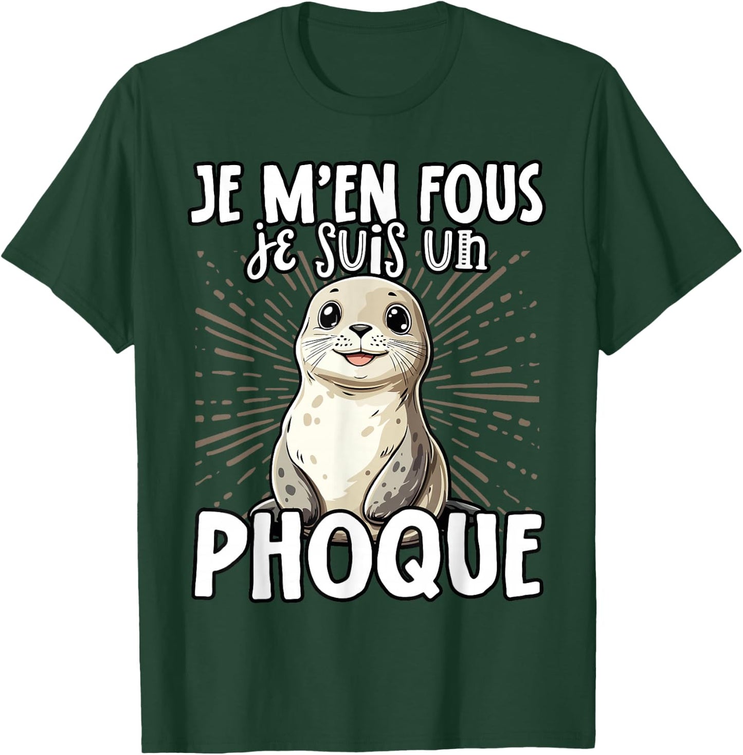 Je M'en Fous Je Suis Un Seal Cute , Black, S T-Shirt - T-Shirt | Forest