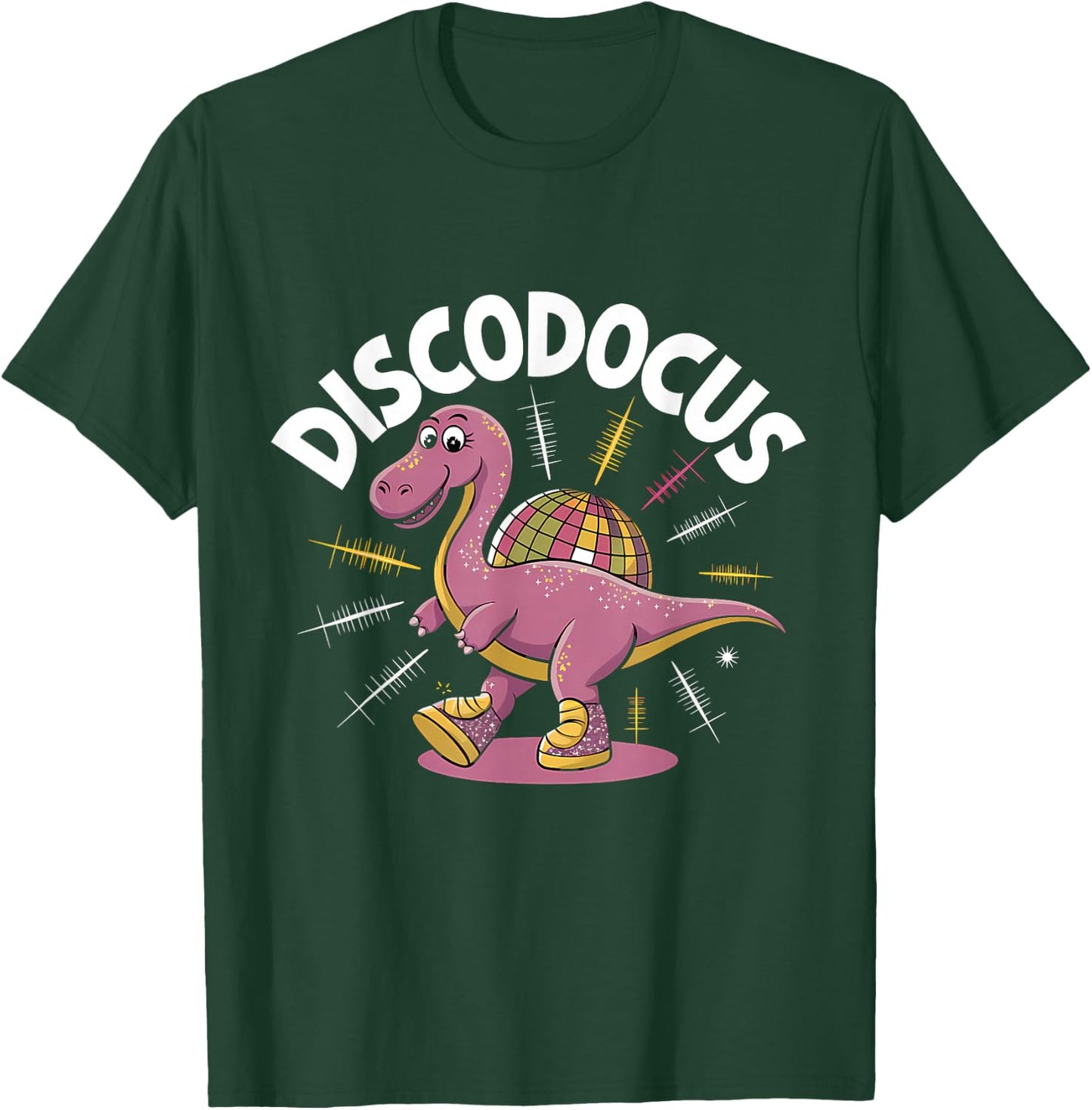 Disco Ball Diplodocus Dinosaur 70s Funny Disco Dance Party T-Shirt - T-Shirt | Forest