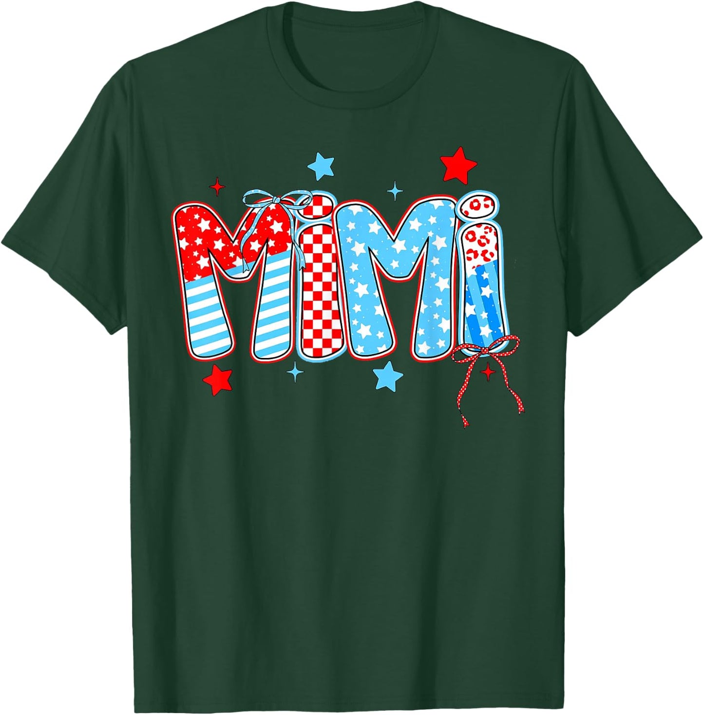 Cute 4th of July MiMi Checkered Memorial Day T-Shirt - T-Shirt | Forest