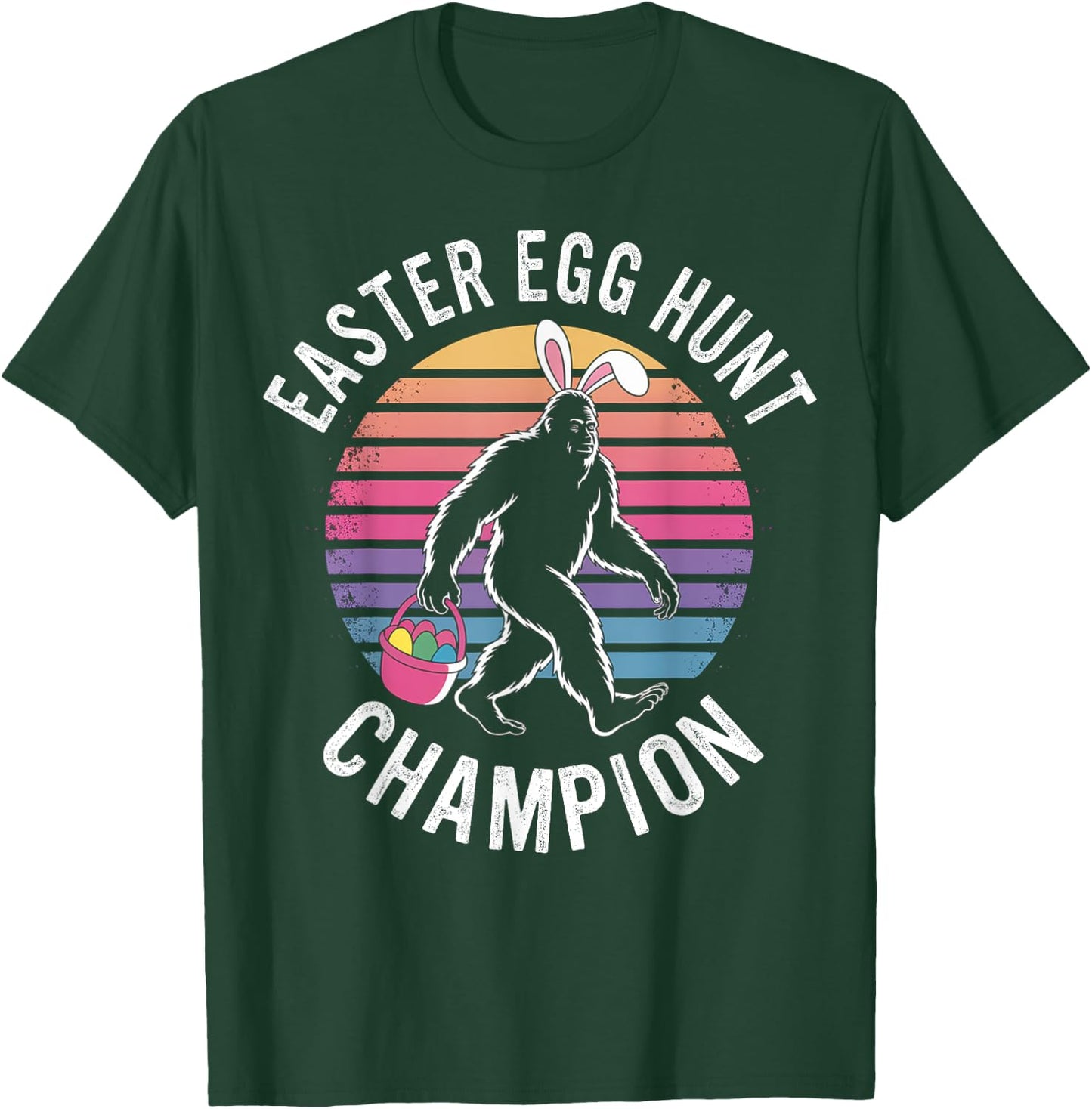 Easter Egg Hunt Champion Funny Bigfoot Bunny Eggs Easter Day T-Shirt - T-Shirt | Forest