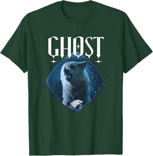 Game Of Thrones Ghost Stark Direwolf Center Portrait Badge T-Shirt - T-Shirt | Forest
