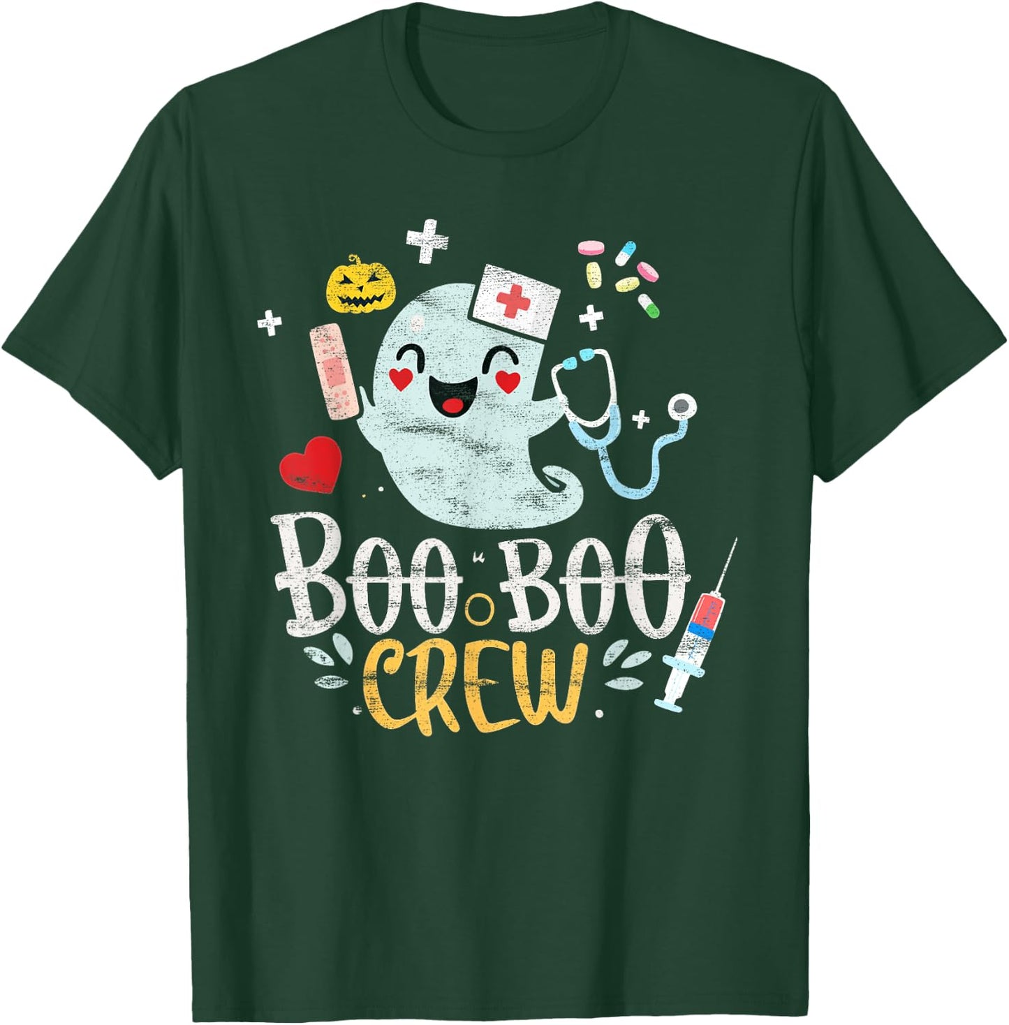 Boo Boo Crew - Doctor Halloween Costume Nurse Ghost T-Shirt - T-Shirt | Forest