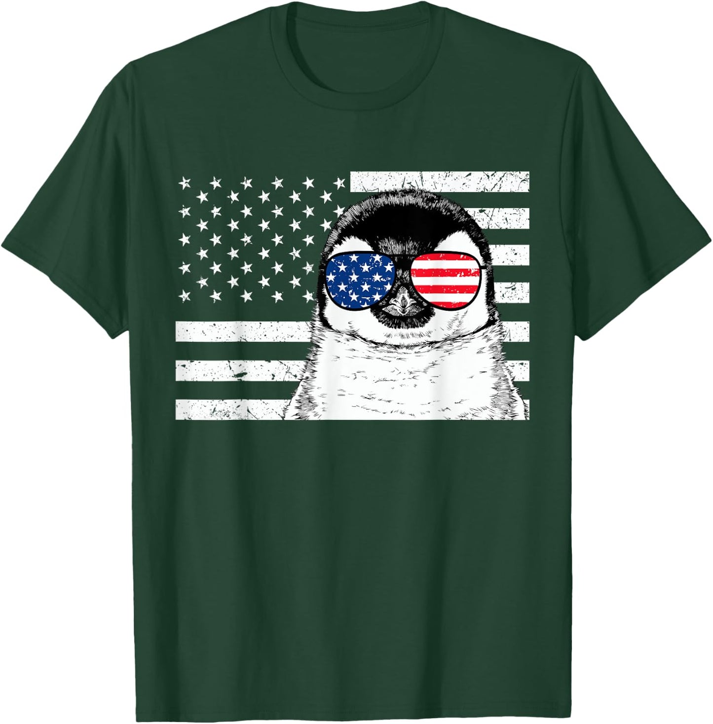 Penguin 4th of July Animal US American Flag Patriotic T-Shirt - T-Shirt | Forest