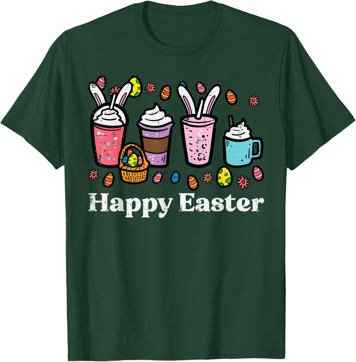 Happy Easter Coffee Bunny Latte Men Women Boys Girls Kids T-Shirt - T-Shirt | Forest