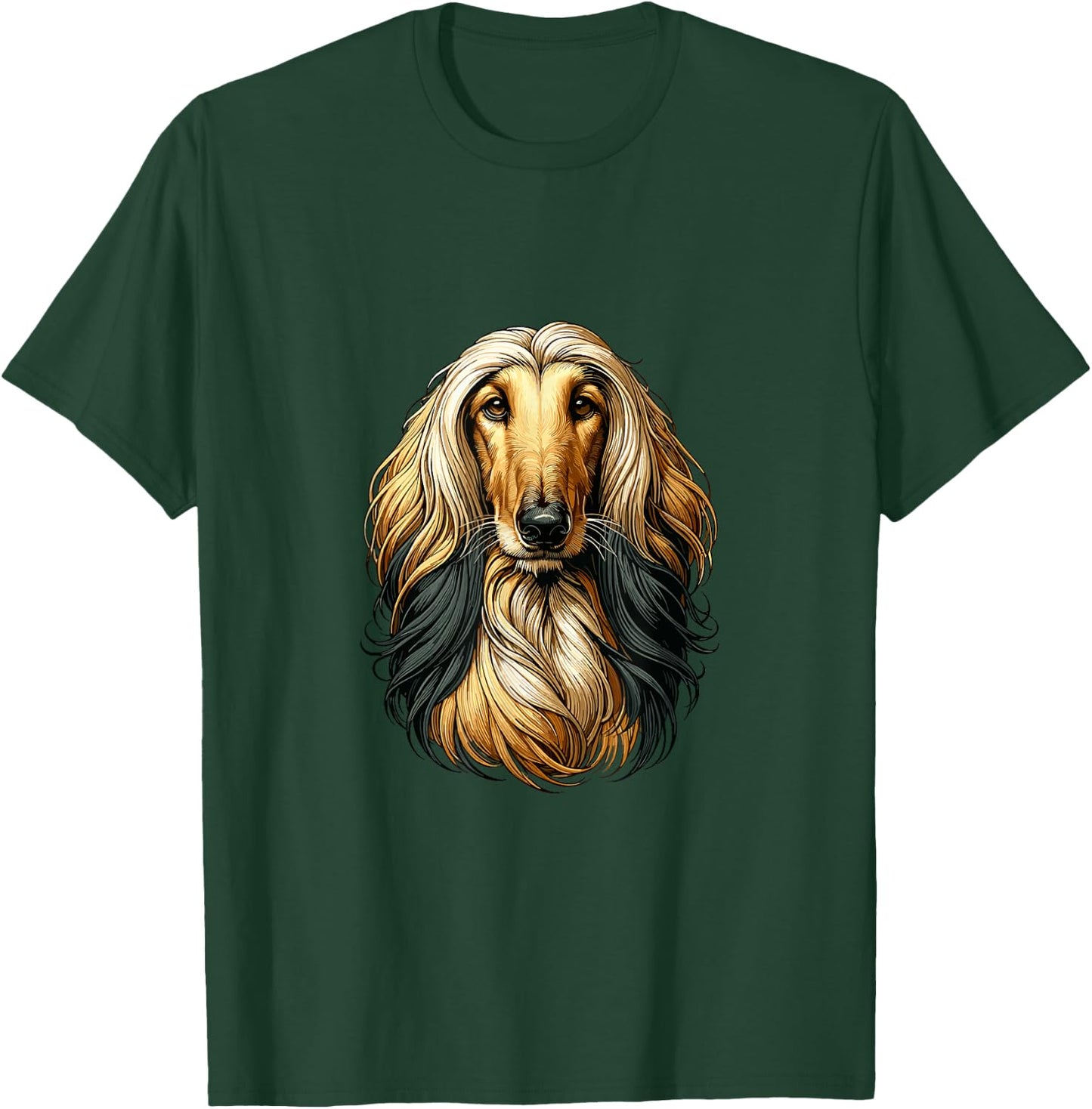 Dog Face - Afghan Greyhound , Black, S T-Shirt - T-Shirt | Forest