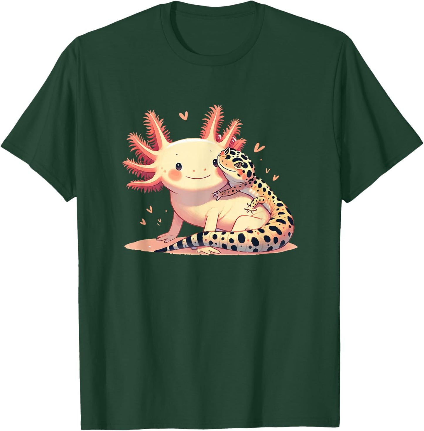 Gecko Owner Pet Herpetology Leopard Gecko Hugging Axolotl T-Shirt - T-Shirt | Forest