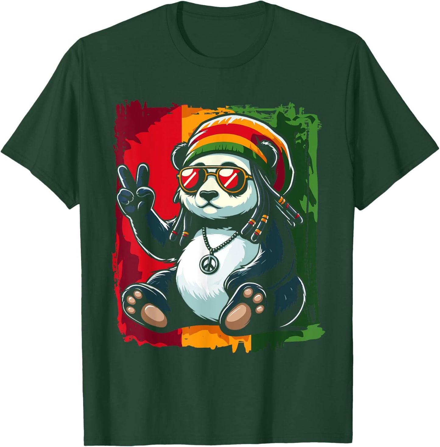 Reggae Panda Jamaica Pandabear Dreadlocks , Black, S T-Shirt - T-Shirt | Forest