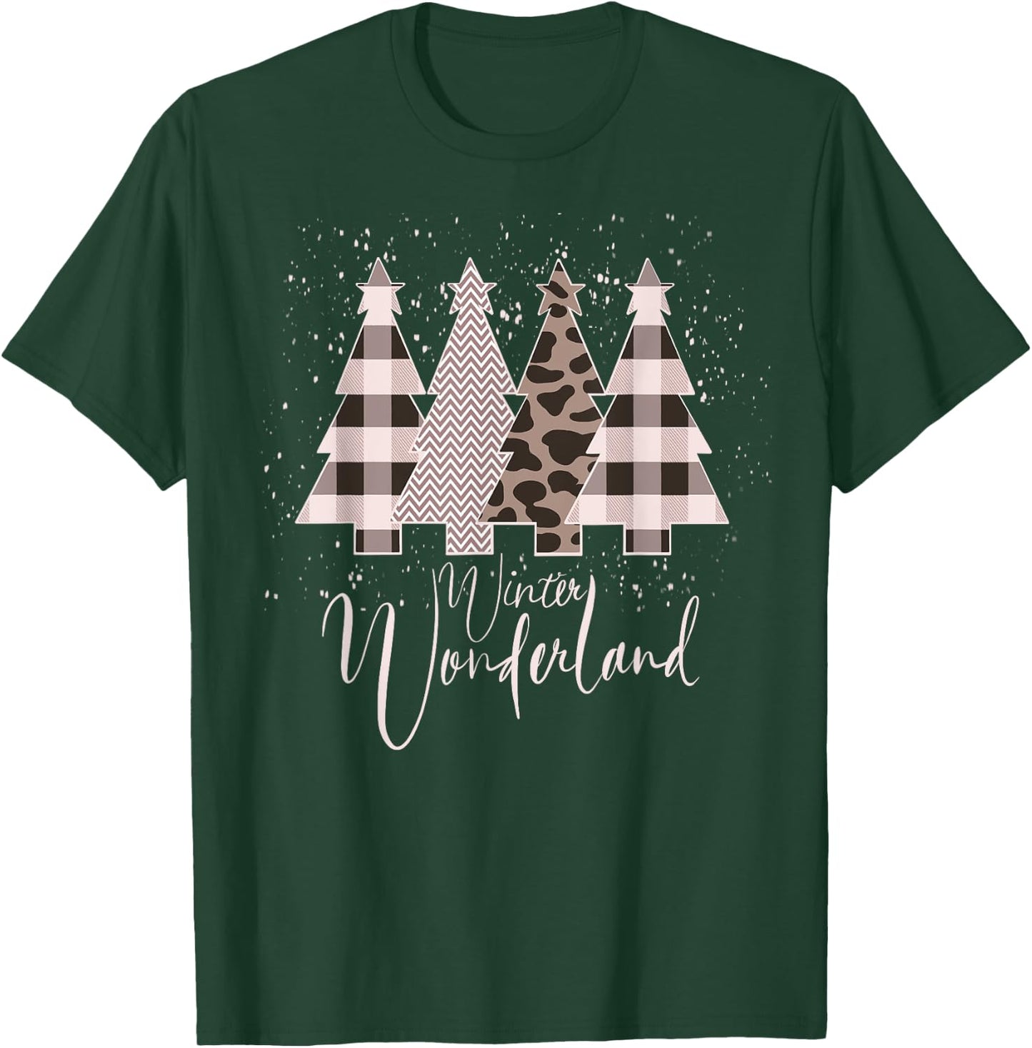 Home State Design Company Winter Wonderland Christmas Tree Buffalo Plaid Leopard T-Shirt - T-Shirt | Forest