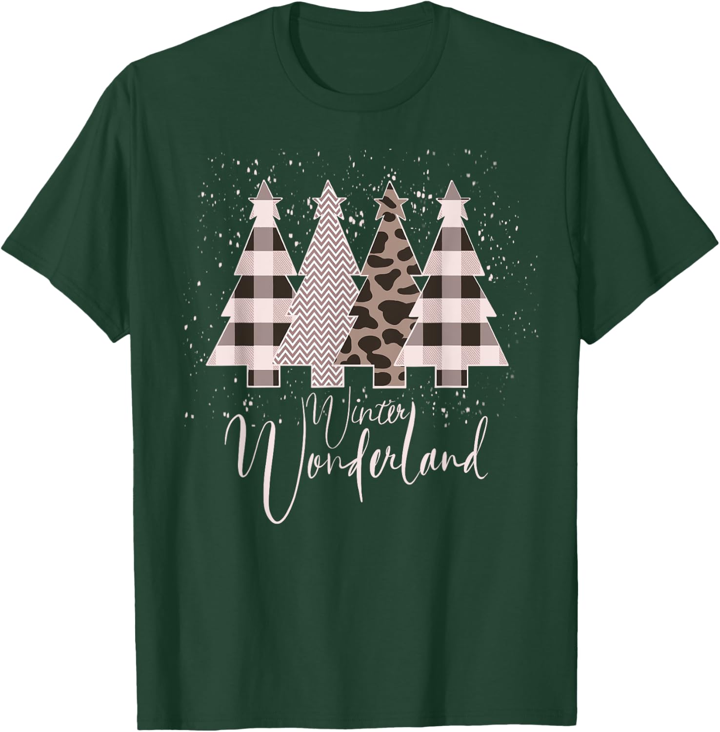 Home State Design Company Winter Wonderland Christmas Tree Buffalo Plaid Leopard T-Shirt - T-Shirt | Forest
