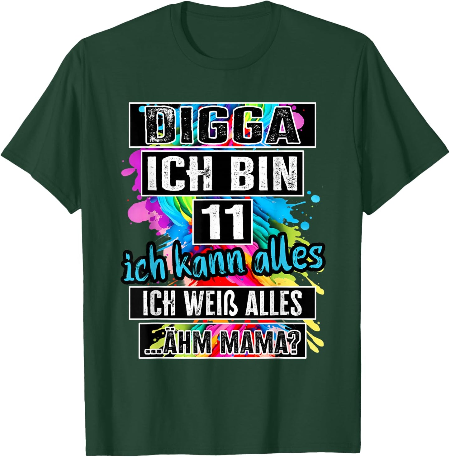11th Birthday Girl Boy Digga I Am 11 Years , black T-Shirt - T-Shirt | Forest