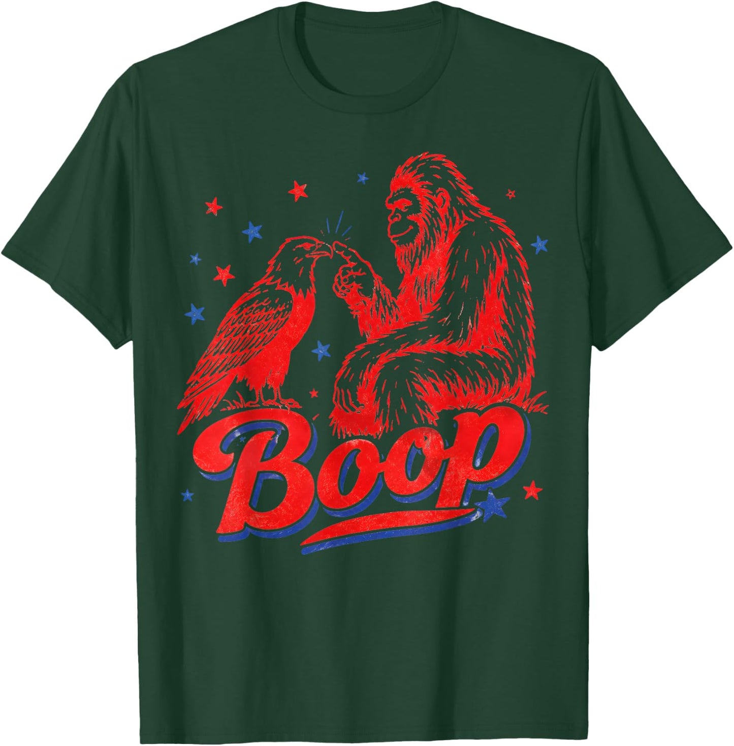 Boop Vintage Bigfoot and Eagle Funny Patriotic 4th of July T-Shirt - T-Shirt | Forest