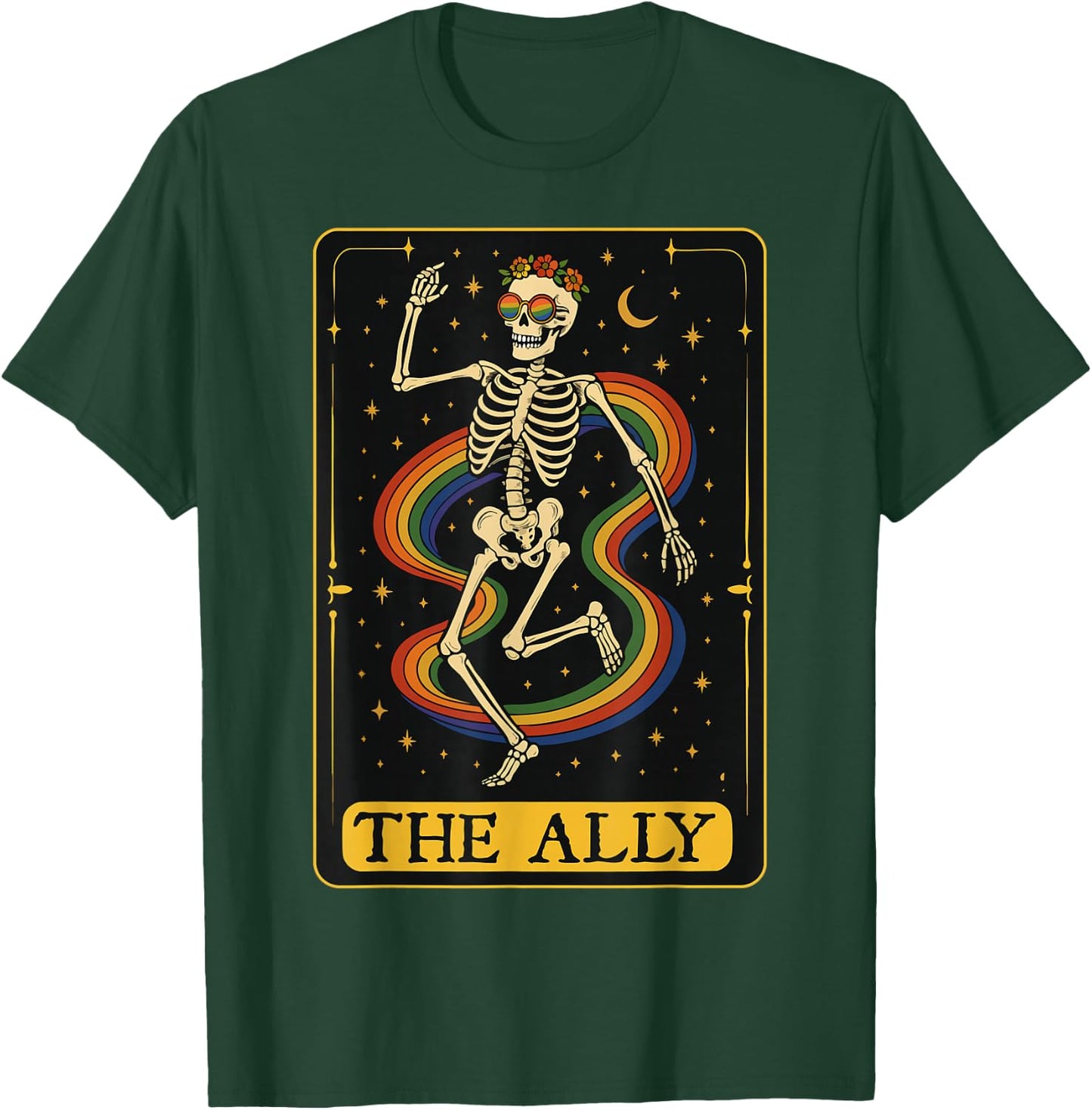 The Ally Tarot Card Skeleton LGBTQ Gay Pride Equality T-Shirt - T-Shirt | Forest