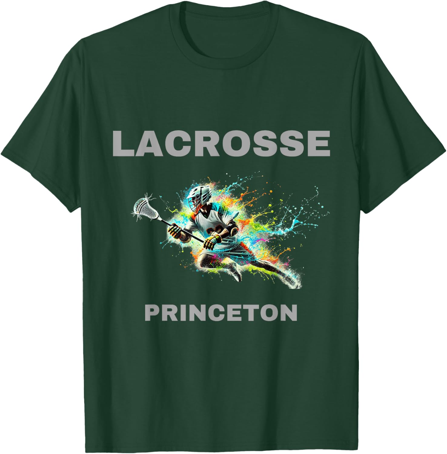 Colorful Lacrosse Player - Princeton T-Shirt - T-Shirt | Forest