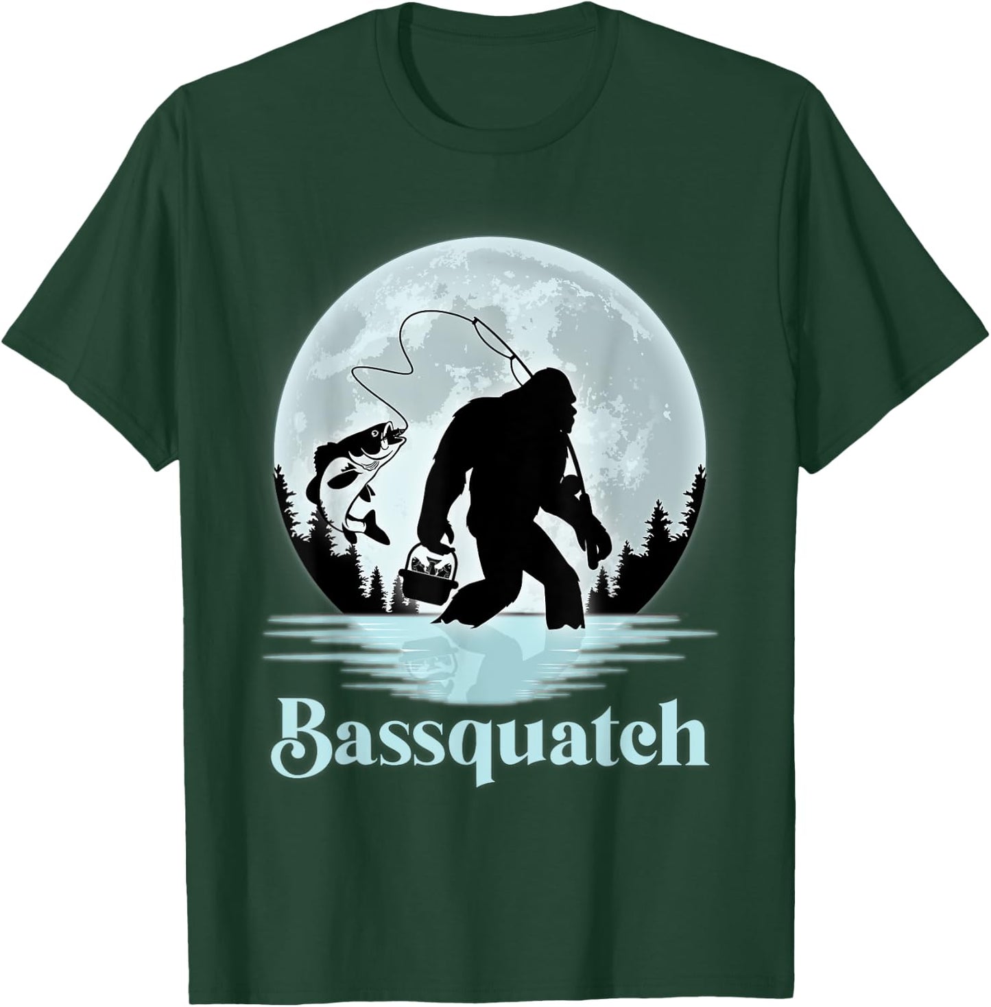Bassquatch Funny Sasquatch Bigfoot Bass Fishing T-Shirt - T-Shirt | Forest