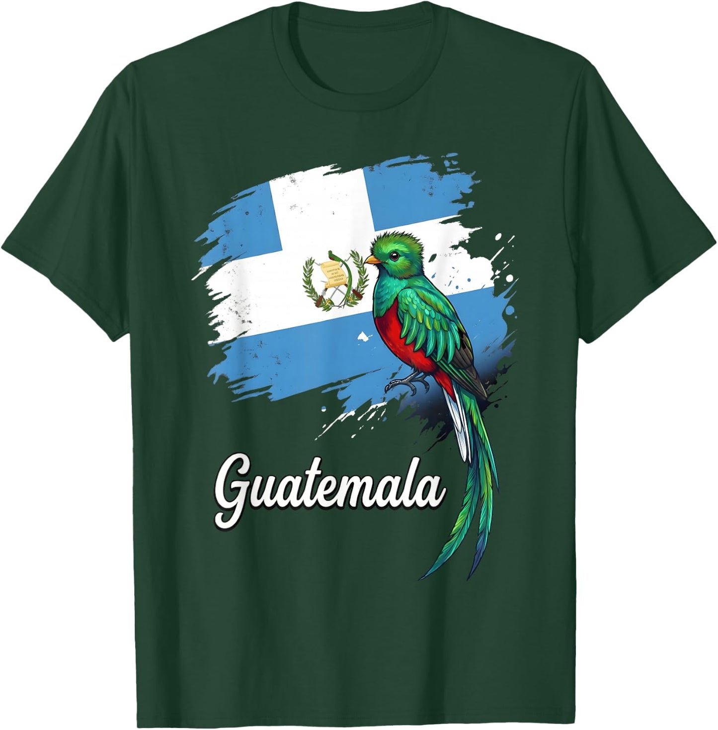 Guatemala Flag Quetzal Bird National Emblem T-Shirt - T-Shirt | Forest