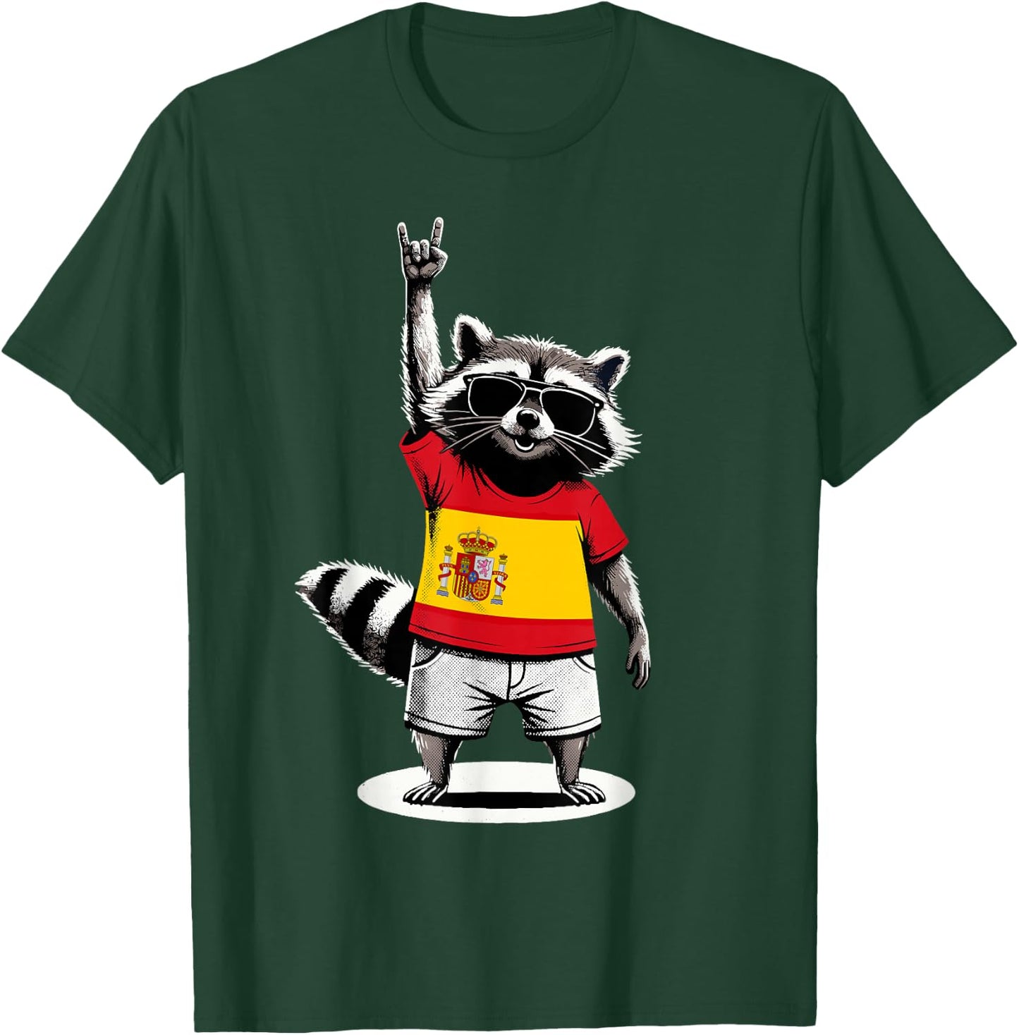 Spanische Flagge Waschbär Lustig Spanien T-Shirt - T-Shirt | Forest