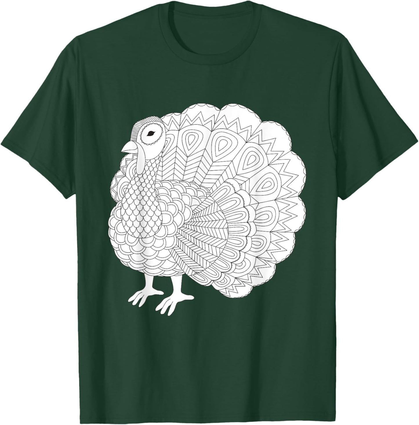 Fall Thanksgiving Turkey Color Your Own Shirt Colorific T-Shirt - T-Shirt | Forest