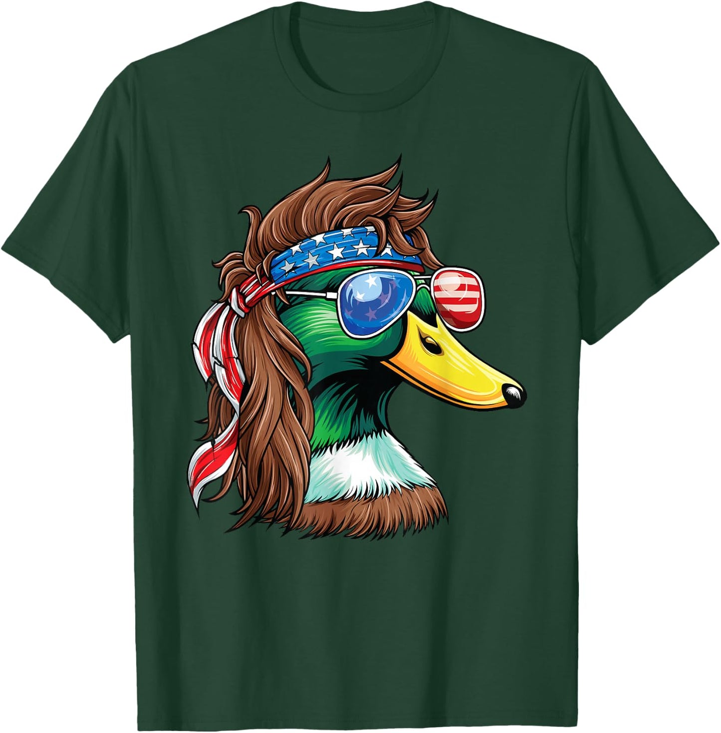 4th of July Duck Shirt USA Flag Funny Patriotic Duck T-Shirt - T-Shirt | Forest
