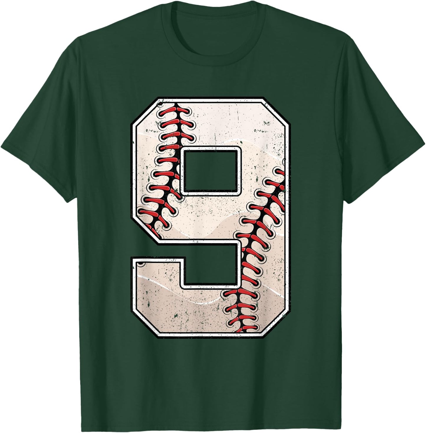 Baseball Birthday Boy Nine 9 Years Old Ninth 9th Bday Party T-Shirt - T-Shirt | Forest