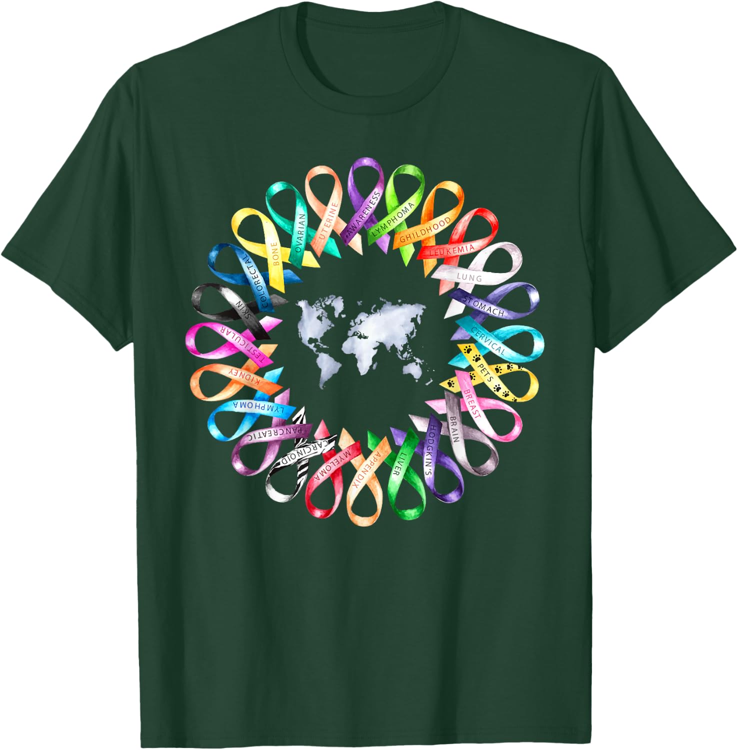 Cancer Sucks In Every Color Shirt Caner Ribbon Colors T-Shirt - T-Shirt | Forest