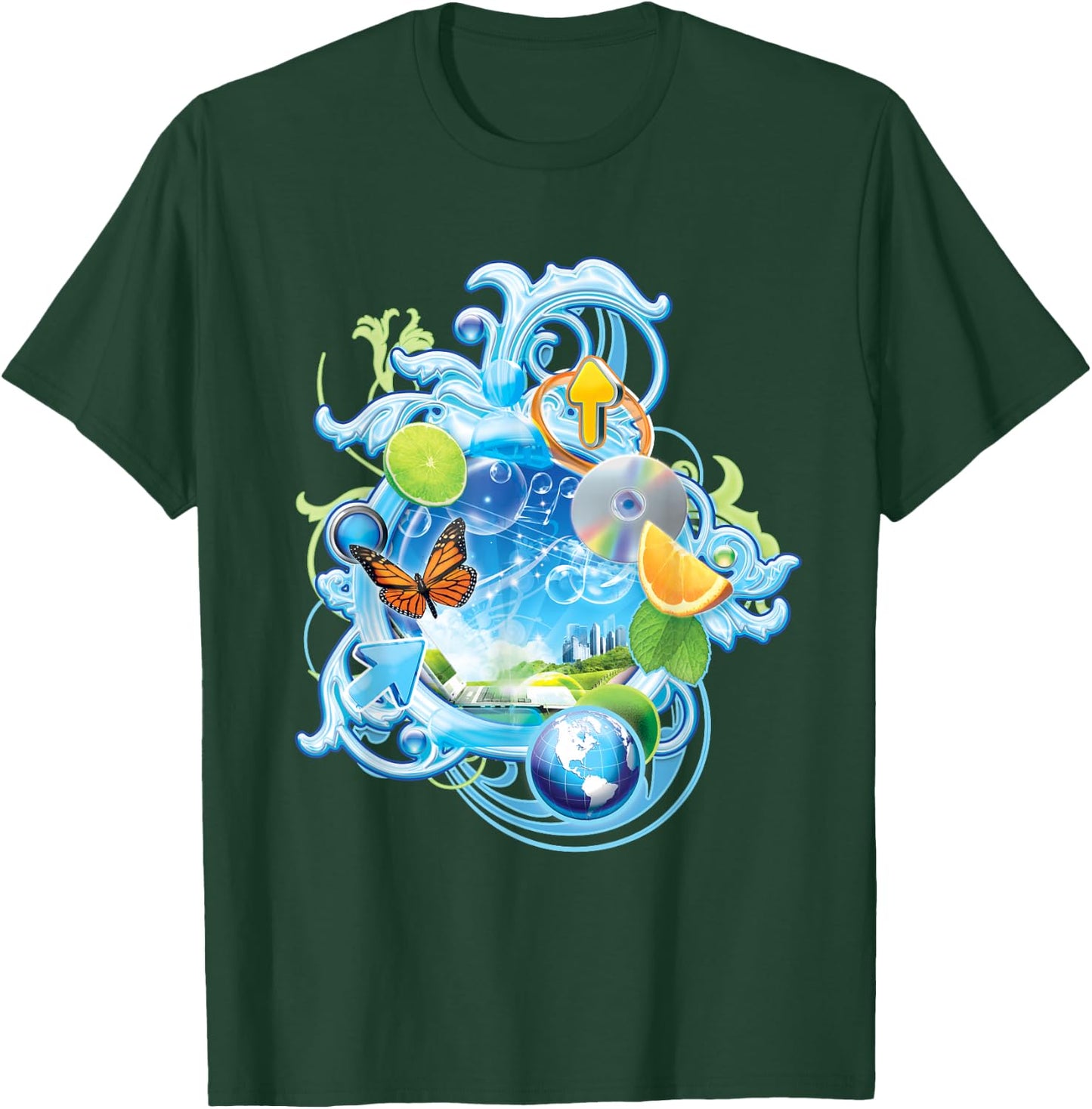 Frutiger Aero Metro Maximalist 2000s Nostalgia T-Shirt - T-Shirt | Forest