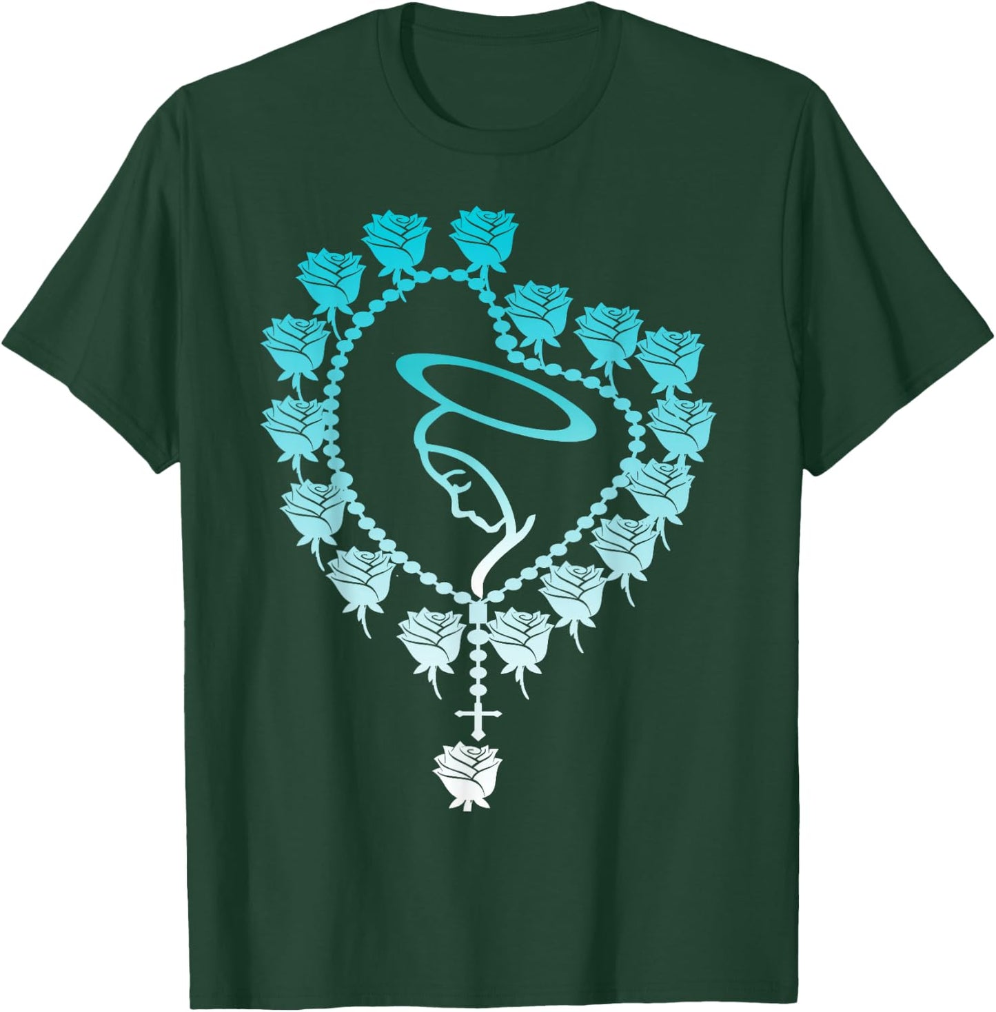 The Holy Rosary Virgin Mary Catholics. Heart Roses T-Shirt - T-Shirt | Forest