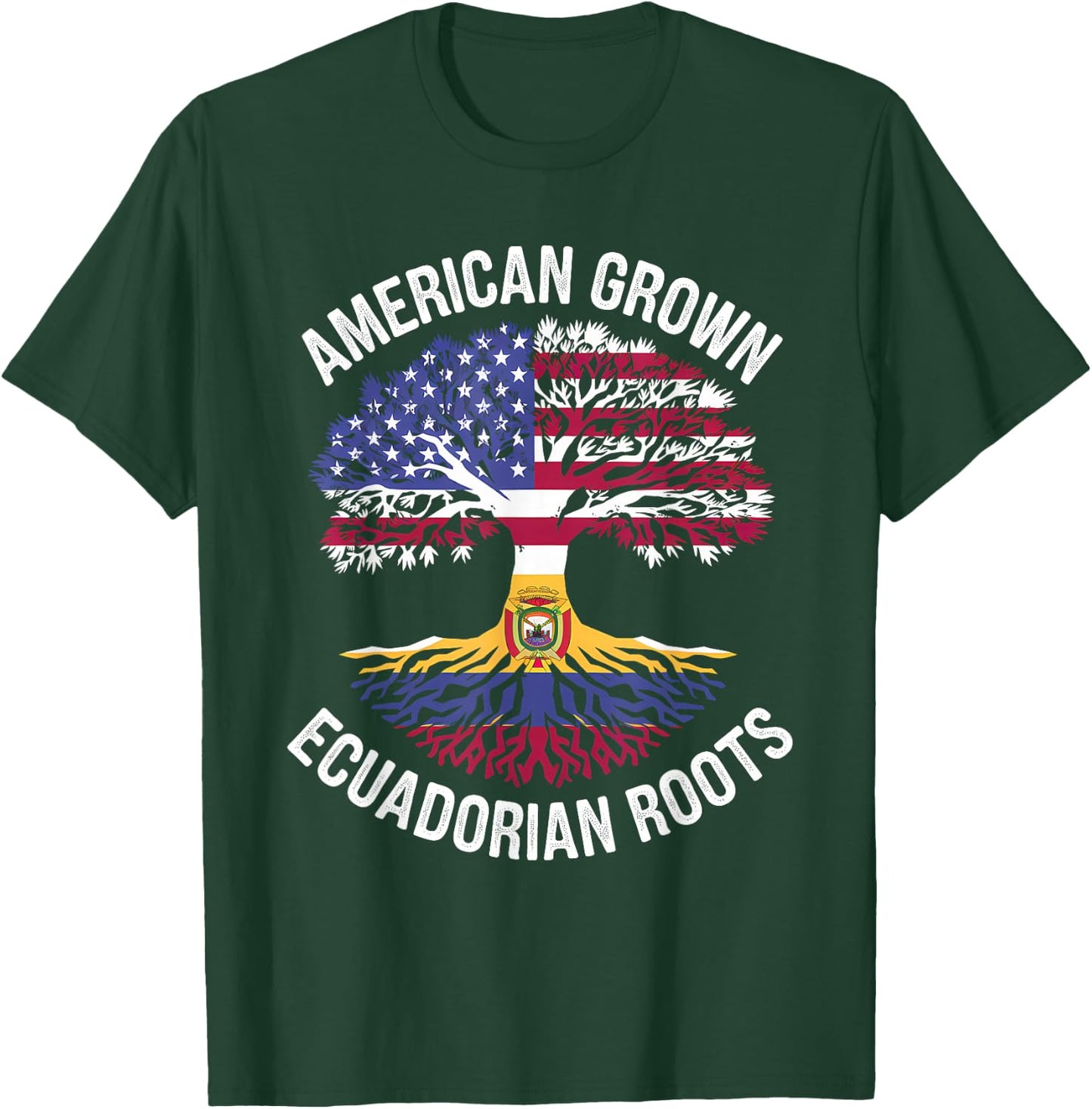 American Grown with Ecuadorian Roots Tree Dual Citizens T-Shirt - T-Shirt | Forest