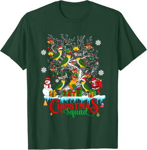 Christmas Squad Santa Reindeer Caique Parrots On Xmas Tree T-Shirt - T-Shirt | Forest