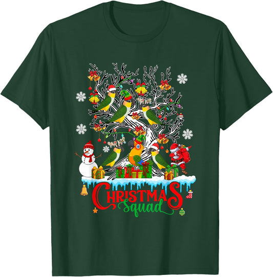 Christmas Squad Santa Reindeer Caique Parrots On Xmas Tree T-Shirt - T-Shirt | Forest