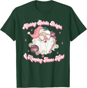 Making Spirits Bright & Keeping Faces Tight Botox Christmas T-Shirt - T-Shirt | Forest
