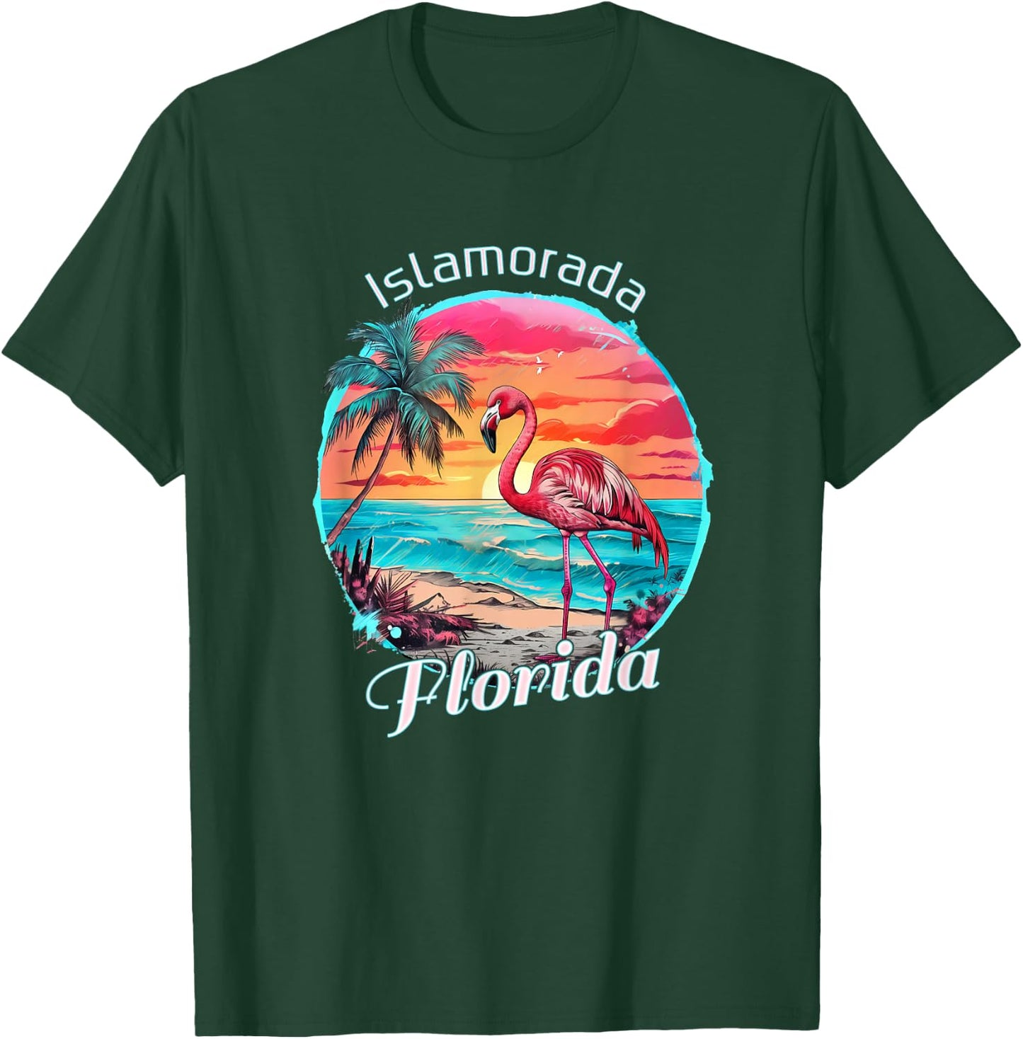 Islamorada Florida Beach Flamingo Tropical Souvenir T-Shirt - T-Shirt | Forest