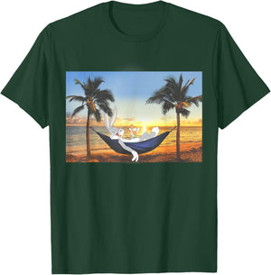 Looney Tunes Bugs Bunny Sunset Hammock Portrait T-Shirt - T-Shirt | Forest