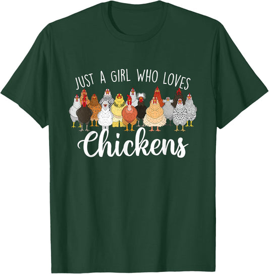 Just A Girl Who Loves Chickens - Farm Animal Chicken T-Shirt - T-Shirt | Forest